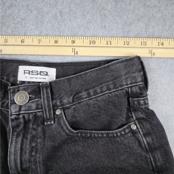 🌼RSQ Shorts Womens Size 25 Super High Rise Mom Black Denim - Picture 10 of 14